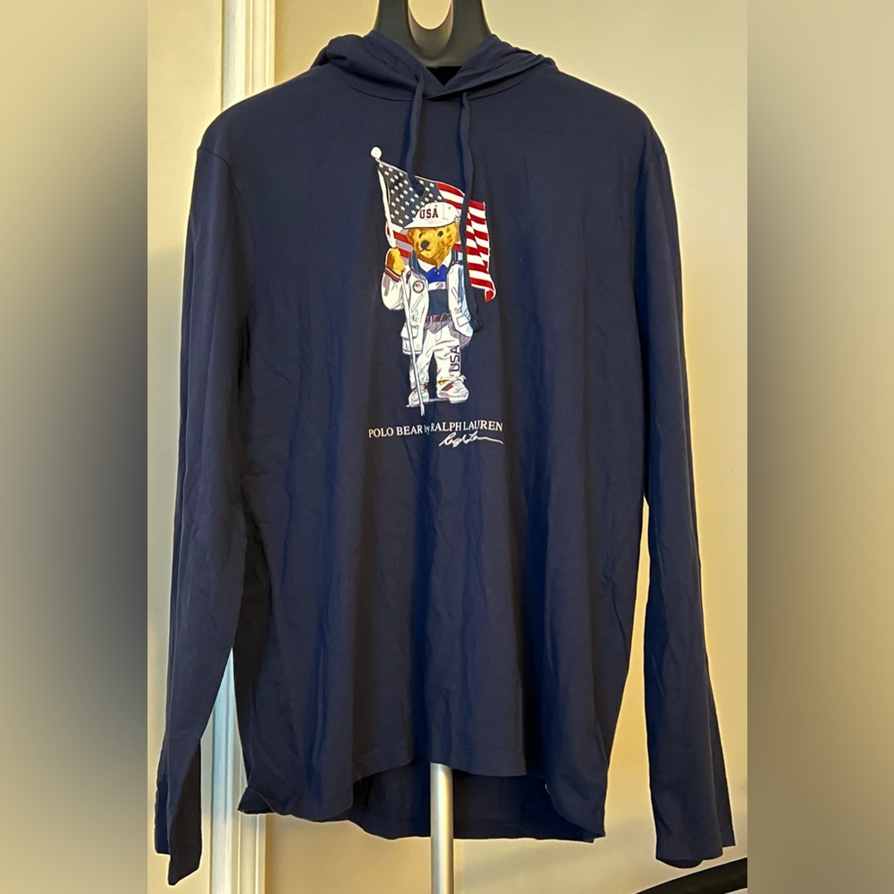 Men’s Ralph Lauren Navy Hoodie with Bear Graphic